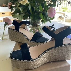 NWT Black Boden Espadrille Wedge Sandals